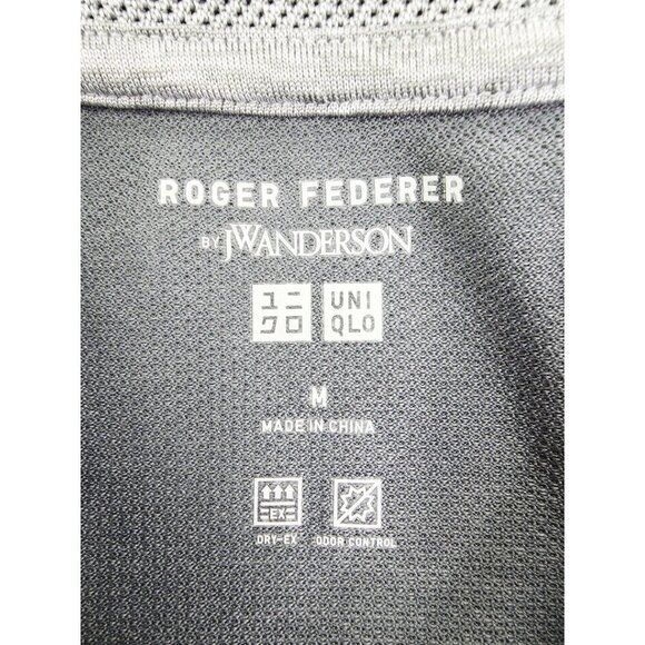 Roger Federer JW Anderson Uniqlo Colab Size Medium Mens Gray Short Sleeve Polo - Picture 4 of 10